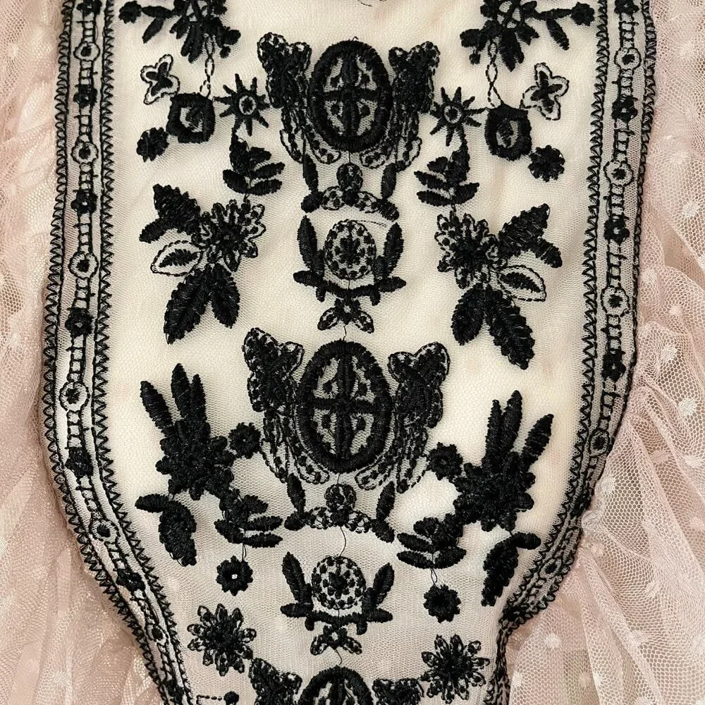 Romantic Sheer Ruffle Blouse with Embroidered Detail - Picture 9 of 9